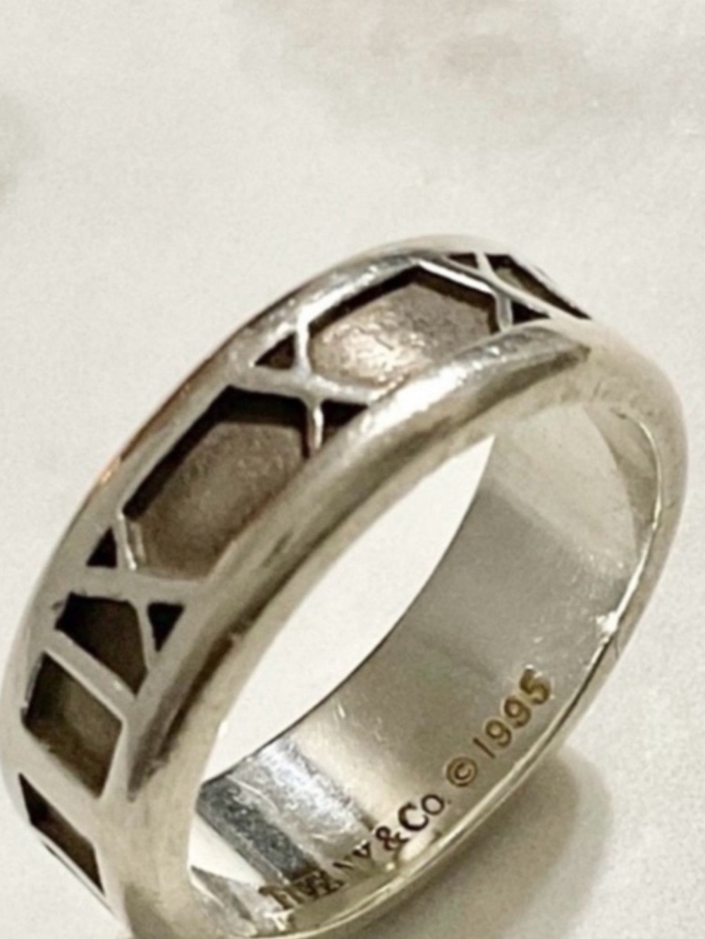 Tiffany & Co. Sterling Silver Atlas Band Ring Size 6.5